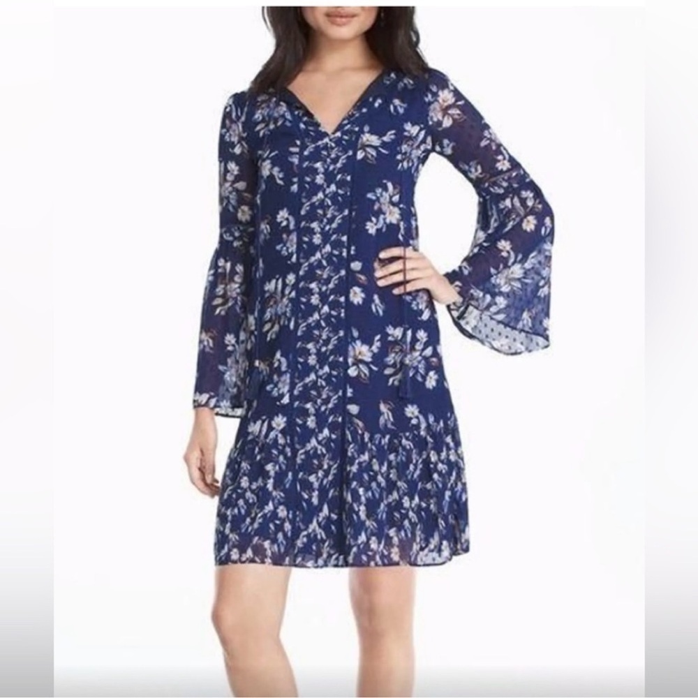 White House Black Market Blue Floral Tunic Dress